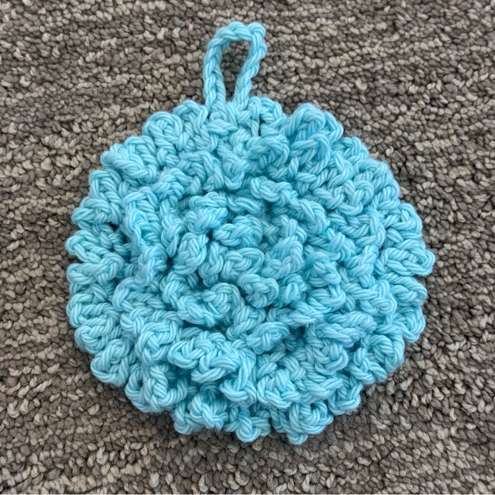 Handmade Face Scrubbie/Baby Bath Pouf/Exfoliating Loofah - blue